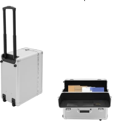 KAPIPALA Robuster Aluminium Businesskoffer mit Rollen, 30 kg Traglast - Kompakter Aktenkoffer & Pilotenkoffer mit Teleskopstange, Laptopfach (bis 15,6), Doppelverriegelung, Silber