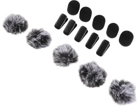 LOLIPPYY 10 Stück Lavalier Mikrofon Windschutz Kleiner Windschutz aus Fell Schwamm mit Clips Schutzhüllen für Drahtlose Ansteckmikrofone Geräuschreduzierend für Interviews und Outdoor