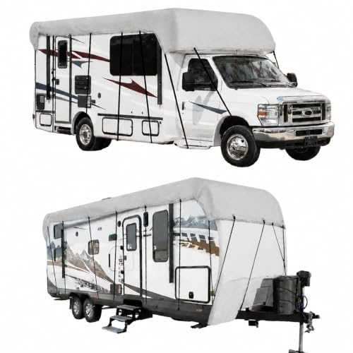 Wohnmobil Dachabdeckung,Wohnwagen Schutzhülle wasserdicht,Hochwertige 210D Oxford,Ganzjähriger Wasserdicht 1000PA, UV-Schutz, Universell passend für RV & Camper