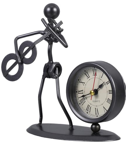 jojofuny Vintage Kleine Tischuhr aus Eisen mit Retro Musikfunktion Dekorative Uhr für Wohnzimmer und Büro Kompakte Retro Dekoration