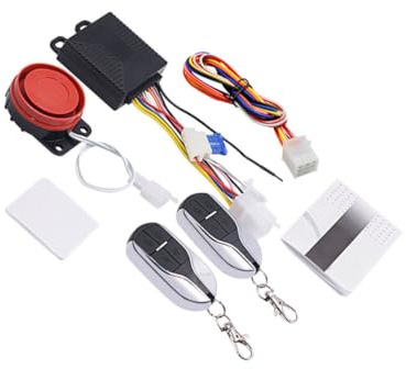 Sistema de Alarma para Motocicleta 12 V Bocina y Entrada sin Llave | Anticorte de Línea, Compatible Scooter y Motocicleta, Color Negro, 1 Set, Plástico y Metal