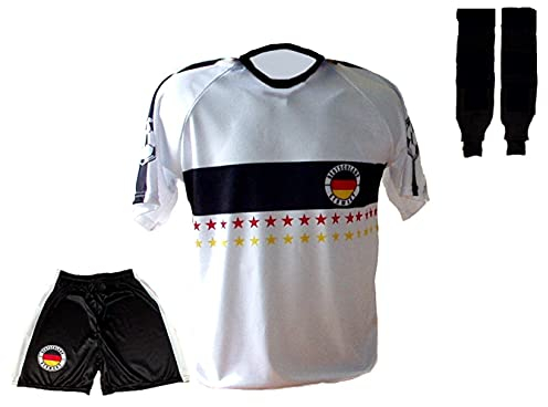 Spielfussballshop Deutschland Trikot Stars Hose Stutzen mit Wunschname Nummer Kinder Größen (128)