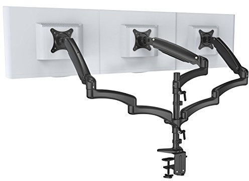 HFTEK - Monitorarm - Triple - Halterung Halter Tischhalterung für 3 Bildschirme von 15-27 Zoll mit VESA 75/100 (FY138DB)