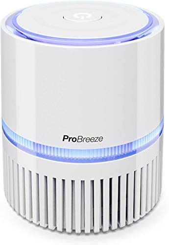 Pro Breeze Mini purificador de aire con filtro HEPA verdadero, limpiador de aire personal de escritorio con luz nocturna para el hogar, el trabajo, la oficina para alergias, humo, polvo, polen y caspa