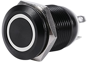 Druckschalter, Fydun Wasserdicht Druckknopf Schalter Auto 12mm LED Licht Power TasteSchalter Momentary Push Button Switch Toggle Black Case 2A(Weiß)