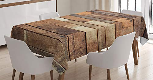ABAKUHAUS Holz Tischdecke, Brown Rustic Boden Blick, Schmutzabweisend Pflegeleicht Waschbar Druck Mit Klaren Farben ohne Verblassen, 140 x 240 cm, Braun Dunkelbraun