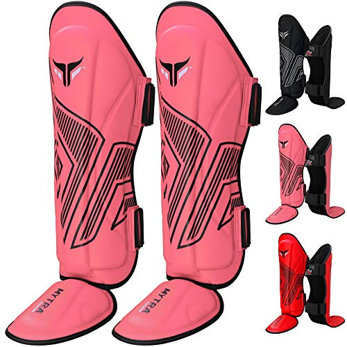 Mytra Fusion Adult Shin Pad, Shin Protector, Shin Guard For Boxing, MMA, Muay Thai, & Martial Arts Training (Pink, S/M)