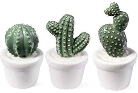 Gwill Lot de 3 mini cactus ornementaux en céramique - Simulation pot de fleurs - Décoration créative