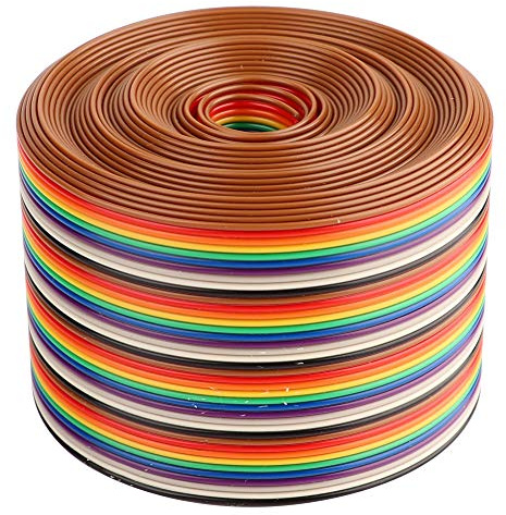 Cable Plano 40 Pines 1,27mm, Cable de Cinta Color Arcoíris 28 AWG Ancho 5,08cm Longitud 5 Metros para Conexiones Electrónicas