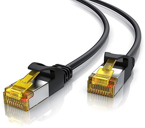 CSL - Cat 7 Netzwerkkabel Slim - 20m-Patchkabel, RJ45, LAN Ethernet Gigabit Kabel, 10000 Mbit, U/FTP PIMF Schirmung, kompatibel zu Cat 6 und 8 - Schwarz