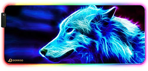 DORRISO RGB Tapis de Souris Gaming Surdimensionné XXL - 900 x 400 x 4 mm, Imperméable, Antidérapant - Pour Ordinateur, Bureau, Gamer - Bleu