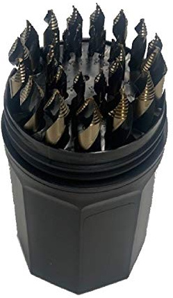 Norseman 22903 1/16 in. - 1/2 in. Super Premium Black and Gold Oxide Hi-Molybdenum Steel Drill Bit Set, 29-Piece, grey