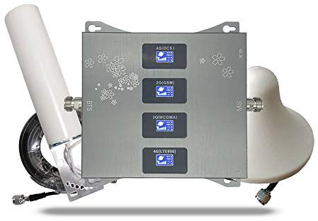 GUOZ Amplificador de señal para telefono movil, 800 900 1800 2100 2600 MHz 2G / 3G / 4G Kit ripetitore intelligente LTE Universal Signal Booster,850 900 1800 2100MHz