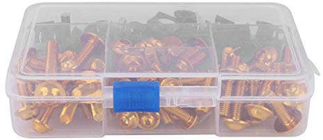 Aramox Motorbike Fairing Bolt Kit, 177 Pieces Aluminium M5/M6 Bolts with Washers, Replacement Fixings for Motorcycle Body Panels (Gold Finish)