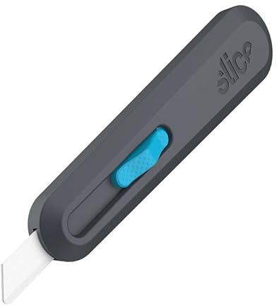 Slice Smart-Retract Utility Knife | Blade Automatically Retracts as Cutting Motion Finishes | Heavy Duty Box Cutter | Safe Ceramic Blade Lasting 11x Longer than Metal | 6 Pack