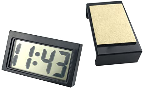 Mini Auto Uhr, MoreChioce Mini Auto Armaturenbrett Innen Digitaluhr Selbstklebend Universelle Autouhr Elektronische Digital Uhr Zeit- und Datumsanzeige Selbstklebende Halterung,Schwarz