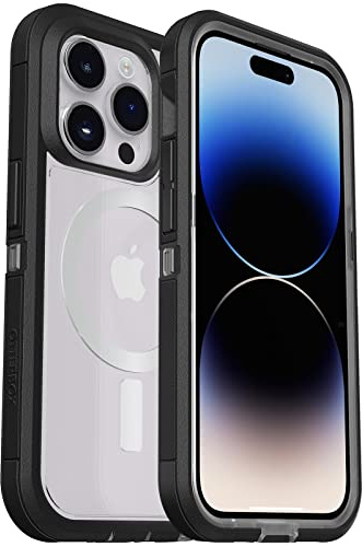 OtterBox Schutzhülle für iPhone 14 Pro Max (nur) Defender Series XT – schwarzes Kristall, Bildschirmlos, robust, rastet an MagSafe EIN, mit Umhängeband