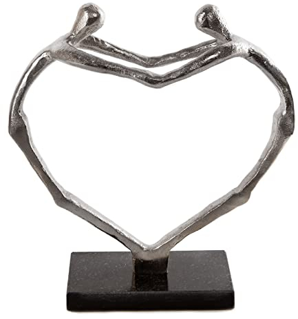 Logbuch-Verlag Paar Figur Mann und Frau aus Metall silberfarben schwarz Geschenk Liebe Hochzeit Jahrestag 22 cm