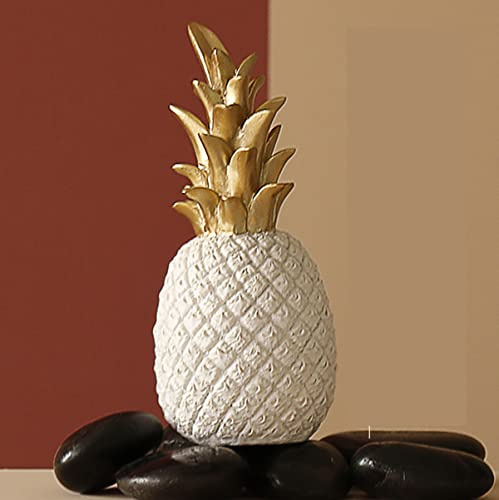 PIGPIGFLY Ananas-Ornamente，Moderne Wohnzimmer Ornamente, Deko Figuren,Deko Wohnzimmer, Home Store Dekoration, Bürodekorationen,Polyresin, Geschenk 25cm(Weiss)