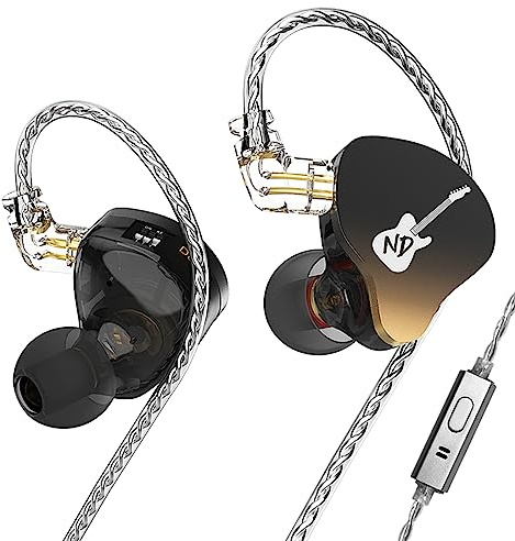 CCA ND DD3,Auriculares de monitor intraurales ajustables de 4 tonos, sonido claro y graves profundos con cable, auriculares para juegos con cable desmontable de 2 pines