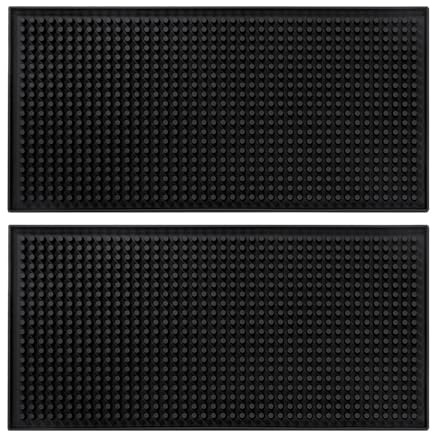 BARsics 12x6 PVC Bar Service Mat, Non-Slip Petite Cocktail and Coffee Service Mat for Countertop, Home Bar, Kitchen, Restaurant (Pack of 2)