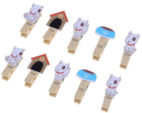 Operitacx Animal Shaped Wooden Dog Clips 10pcs Small Cartoon Photo Clips Decorative Diy Clothpins for Office and Party Supplies
