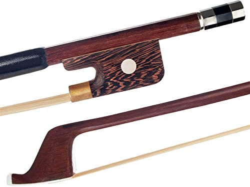 Standard Violin Bow 1/8 Double Bass Bow Brazilwood Pernambuco Performance Double Bass Bows Round Stick White Horsetail violin bow