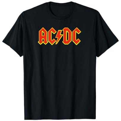 Officiel AC/DC Groupe Rock Logo Jaune Rouge Musique Fan T-Shirt