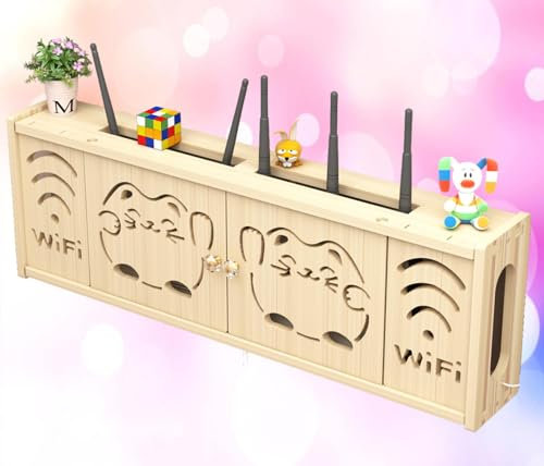 Wandmontage Router Kasten WLAN Box Verstecken Halterung für WLAN Router Steckdose Verstecken Box Wandhalterung Aus Holz,B-71x24cm