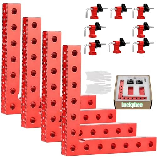 90 Grad Positionierwinkel 140mm/5,5 Zoll - 90 Grad Positionierwinkel Rechtwinklige Klemmen aus Aluminiumlegierung,L-Type Eckklemme,Winkelspanner für Bilderrahmen Regalschränke