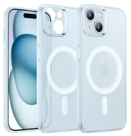 ESR für iPhone 15 Hülle, MagSafe Kompatibel, Kameraschutz Stoßfeste Dünne Handyhülle für iPhone 15 Case, Widersteht Vergilbung Kratzern, Magnetische Silikon Schutzhülle, Hellblau
