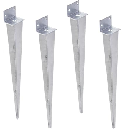 Aqbau® 4er Set Einschlag-Bodenhülse L 40 x 500 mm, Pfostenträger, Einschlaghülse, Einschlagbodenhülse Feuerverzinkt, Bodenhülsen für holzpfosten, Einschlaghülse, Erdspieß, L form
