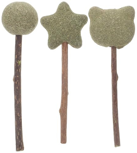 DOITOOL Lot De 3 Jouets À Mâcher pour Chats Sucettes À l'herbe À Chat Bâtons De Mâchage Naturels pour Nettoyer Les Dents Et Stimuler L'Appétit des Chats