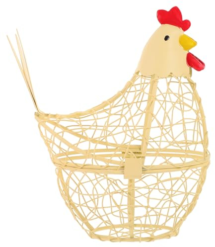 HOLIDYOYO Hen Shape Egg Basket Wire Kitchen Storage Basket Metal Wire Egg Holder for Home Countertop Organization and Decorative Use