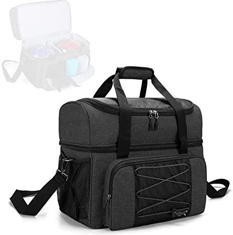 Jemora Bowlingtasche für 2 Bälle Tragbare Bowlingtasche mit gepolstertem Ball für Doppelbälle und EIN Paar Bowlingschuhe bis Herren 16