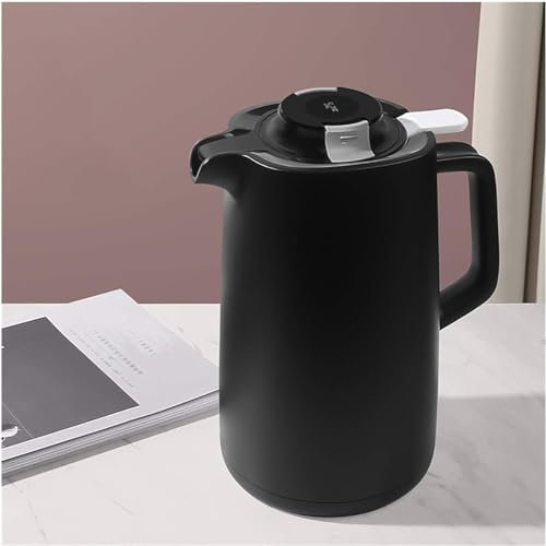 SHJDBF Portable Thermos Coffee Carafe,1.5L Thermal Carafe Jugs With Glass Liner,Double Wall Vacuum Insulated Pitcher,Vacuum Thermos With Temperature Display Lid (Color : Black, Size : 1.5L) (Color:A)