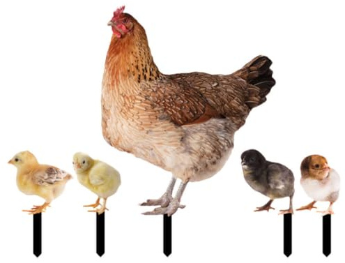 Toddmomy Chicken Yard Art Garden Stake 5pcs Realistic Lifelike Hen and Chicks Yard Sign Poultry Rooster Statue Farm Animals Sculpture for Garden Lawn Yard Outdoor Decor