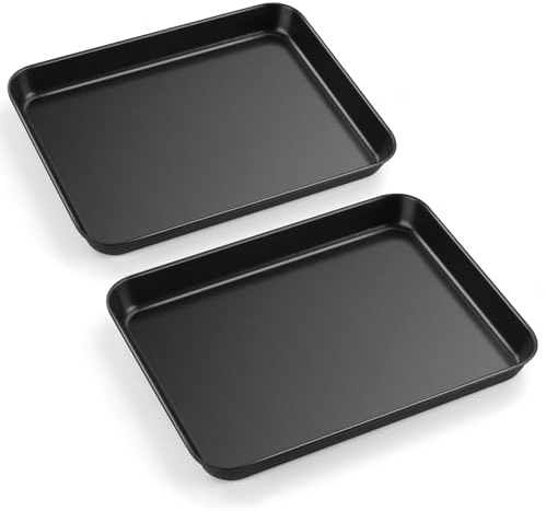 Joyfair 2 Stück Antihaft Groß Backblech Ofenblech, 26,5 x 20,5 x 2,5 cm | für Backen Kochen Servieren, Kohlenstoffstahl Kern, Gesund & Langlebig, Einfach zu Entformen, Leicht zu Reinigen
