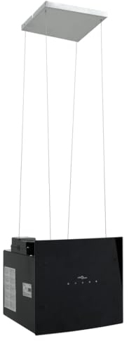 Rantry Campana Extractora de Isla Silenciosa con Filtro de Grasa de 3 Capas y Luces LED - Negro