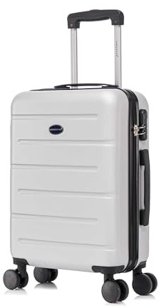Aerostar 20” Lightweight Small Hard Suitcase Cabin Hand Luggage 4 Spinner Wheels Carry On 55x35x20 | Accepted on All Airlines easyjet, RyanAir, British Airways, Emirates & More (Silver, 35 Litre)