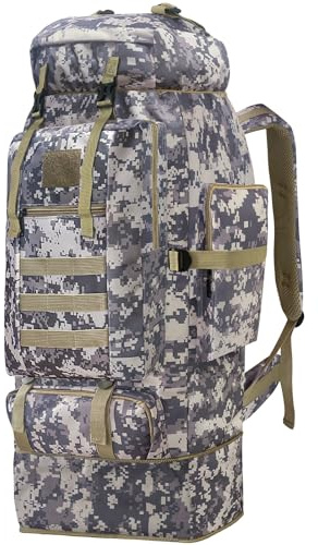 Lizbin 100L Campeggio Trekking Zaino, tattico militare dello zaino Molle zaino, Resistente all'acqua Trekking zainetto, regolabile Borse sportive (camouflage)