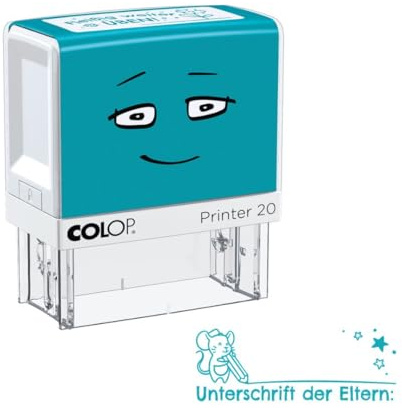 NIO School Motivationsstempel |„Unterschrift der Eltern“ | Selbstfärbender Lehrerstempel | Abdruckfarbe Fresh Mint (Blau) | 38 x 14 mm | Ideal für Grundschule & Hausaufgaben Grundschule