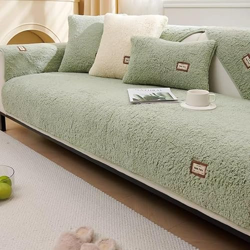 Generisch Sofa überzug rutschfest Sofabezug mit Armlehnen Sofaschoner 3 2 4 1 Sitzer für L/U Form Ecksofa Ledersofa (Grün,70x120cm)