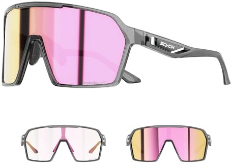 SCVCN Fahrradbrille Selbsttönend Herren Damen MTB Brille Photochrome Rennrad Sonnenbrille Klar Sportbrille Radsport