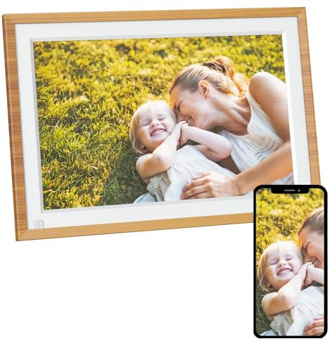 AGFA Photo Cadre Photo Numérique Realiview APF1000 - Écran LED 10 1024x600, Affichage Photos, Horloge, Calendrier Programmable - Bois