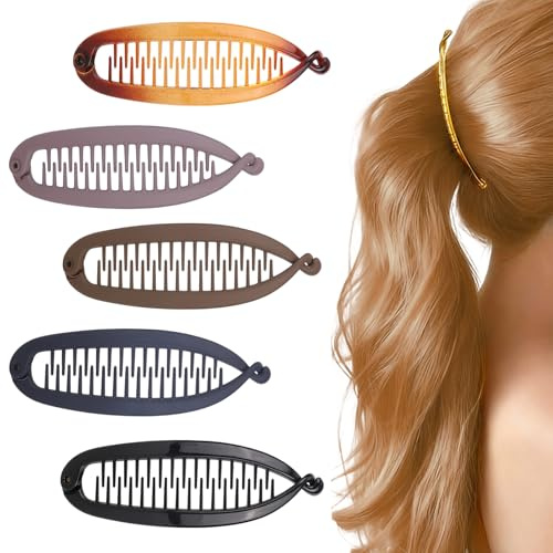 5stk Bananenclips, Langlebige Stilvolle voluminöse Bananen-Haarklammern für Frauen und Mädchen Praktisches Haarstyling-Zubehör Geeignet für Tägliche Pendeln Partys