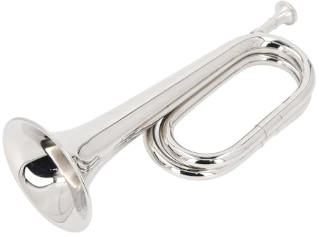 Luocute Messing Trompete Bugle Horn für Orchester- und Festivalaufführungen, Bugle C Key 11 Cm Durchmesser Mundstück 34cm Höhe Messing Militär Trompete für Orchester Marschband