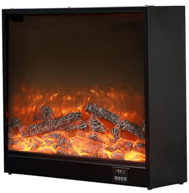 Chimenea eléctrica empotrada con efecto de leña eléctrica, control remoto (80 x 18 x 50 cm)