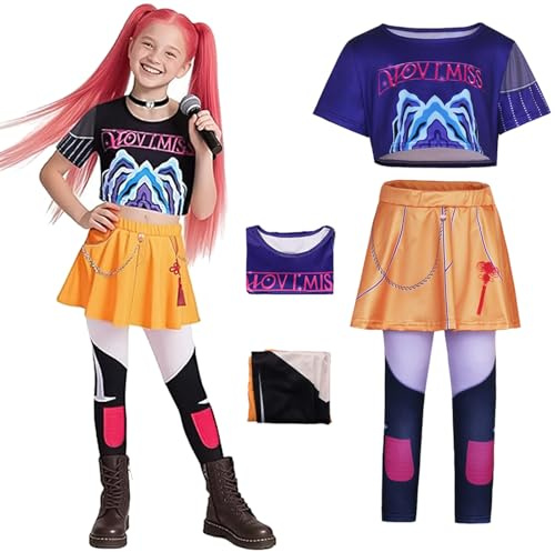 AYIMEIS Fille Mira Cosplay Costume Complete Déguisement Anime Démon Chasseurs Costume Girl Group Mira Uniforme Noël Halloween Carnaval Fête Performance Fancy Dress Enfant Taille 110-160