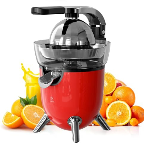 Woox Exprimidor de Naranjas Electrico, con Brazo de Palanca, 100W, Exprimidor Electrico Silencioso con 2 Conos para Limones y Pomelos, Boquilla Antigoteo, Sin BPA, Desmontable y Fácil de Limpiar
